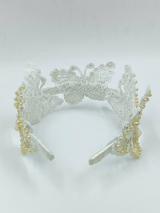 Choko Off White Lace Butterfly Kids Hairband for Girls