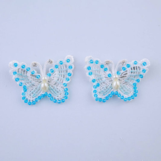 Choko Blue-Greem Sparkle Butterfly Clips