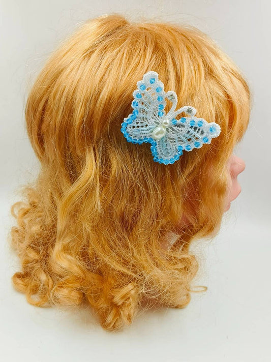 Choko Blue-Greem Sparkle Butterfly Clips