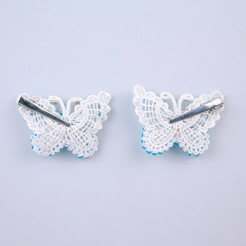 Choko Blue-Greem Sparkle Butterfly Clips