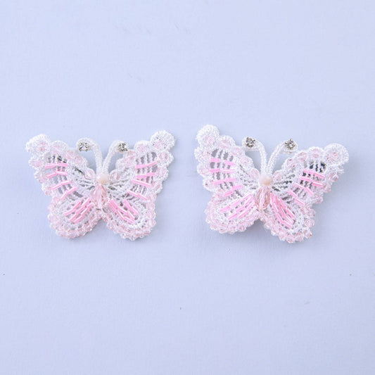 Choko Pink Lace Butterfly Clips
