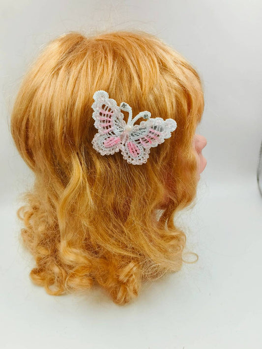 Choko Pink Lace Butterfly Clips
