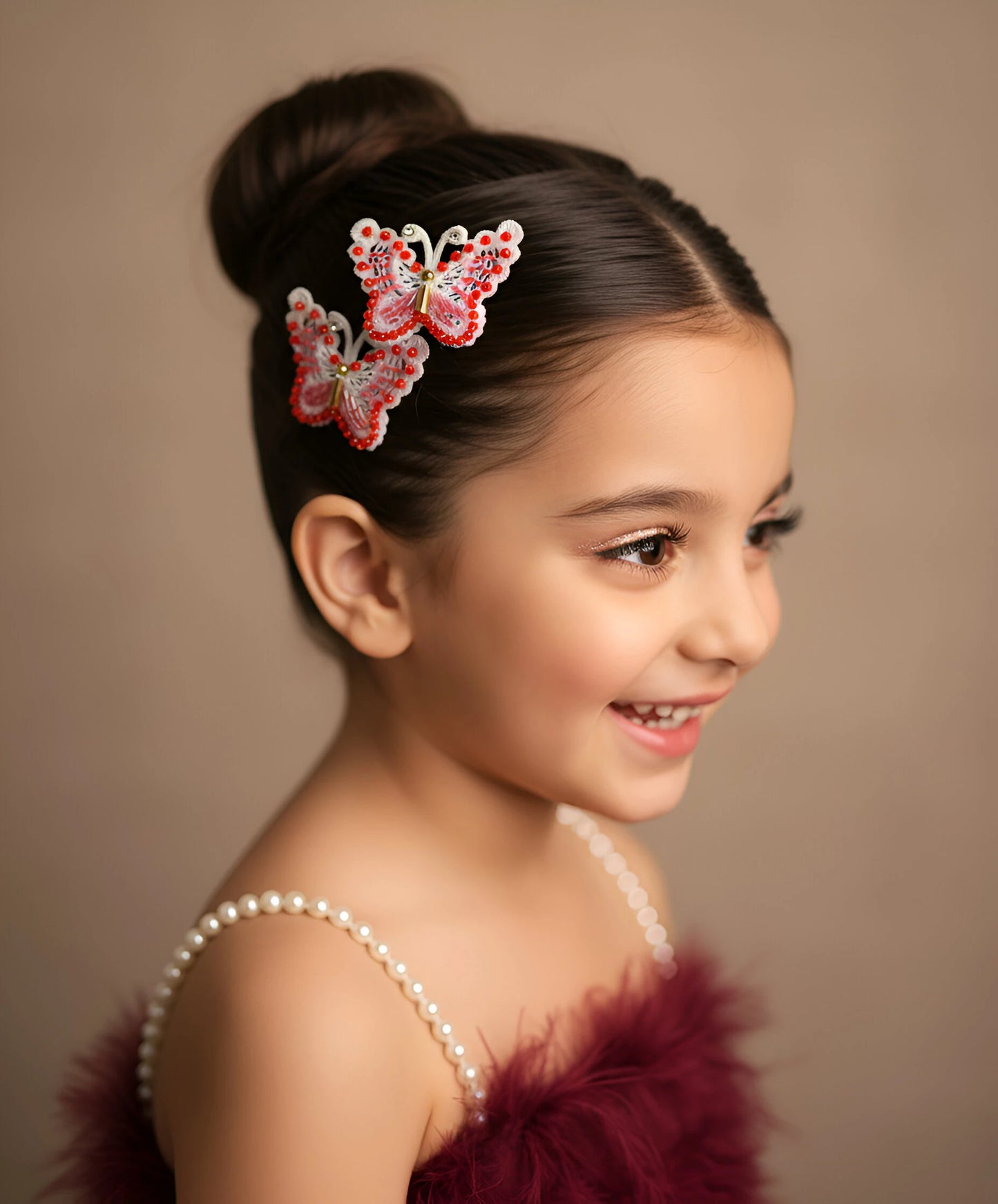 Choko Red Butterfly Bead Clips for Girls - Choko