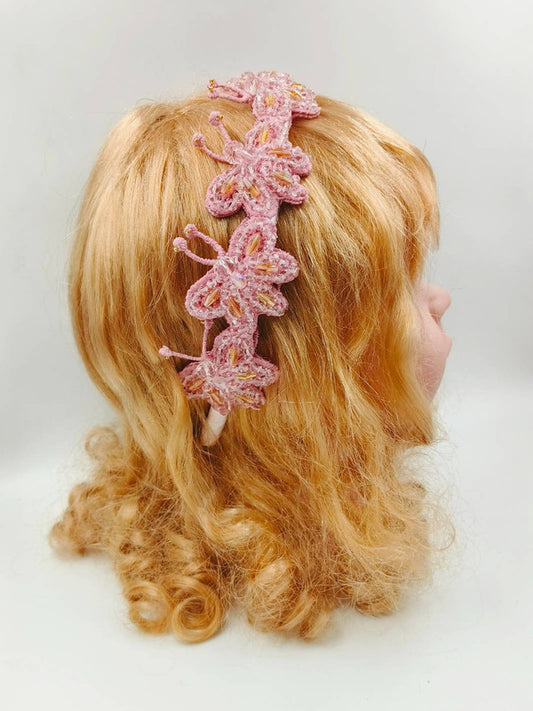 Pink Butterfly Beaded Headband for Girls - Choko Kids' Accessory