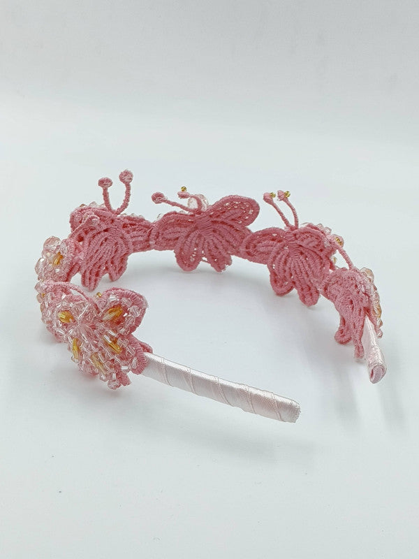Pink Butterfly Beaded Headband for Girls - Choko Kids' Accessory