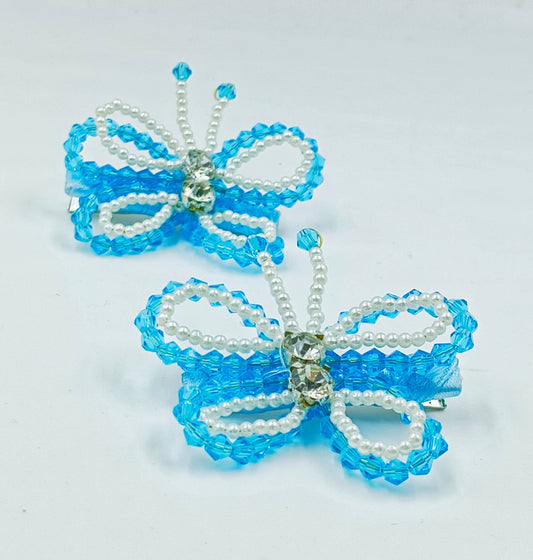 Choko Aqua Butterfly Beaded Kids Hairclips for Girls