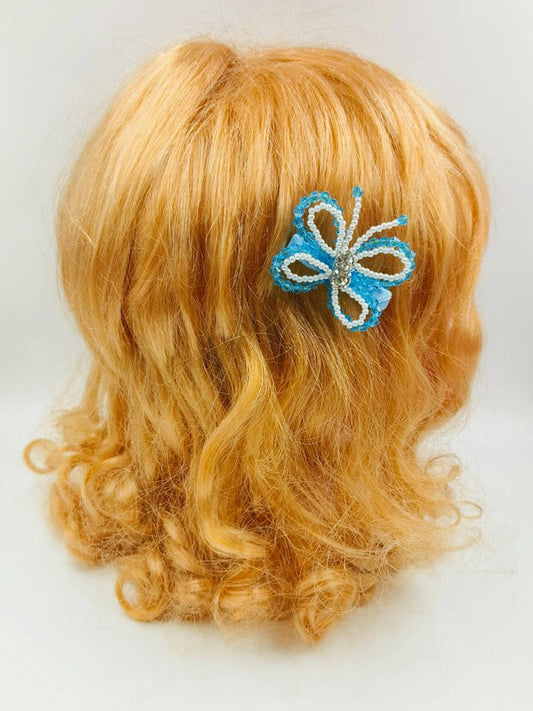 Choko Aqua Butterfly Beaded Kids Hairclips for Girls