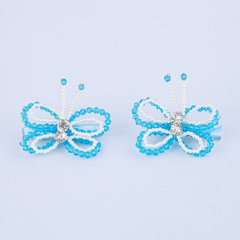 Choko Aqua Butterfly Beaded Kids Hairclips for Girls