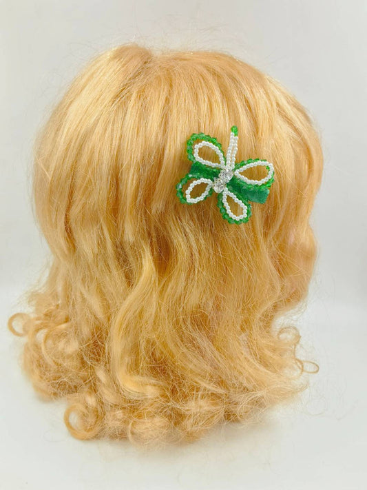 Choko Green Butterfly Beaded Kids Hairclips for Girls