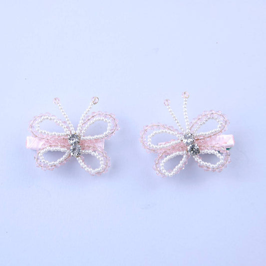 Choko Soft Pink Crystal Butterfly Clips