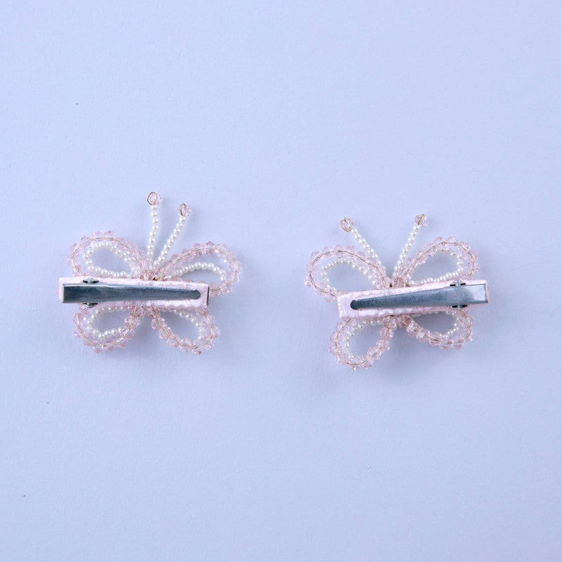 Choko Soft Pink Crystal Butterfly Clips