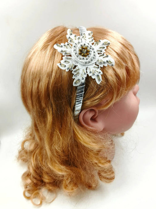 Choko Silver Starburst Beadwork Kids Hairband for Girls