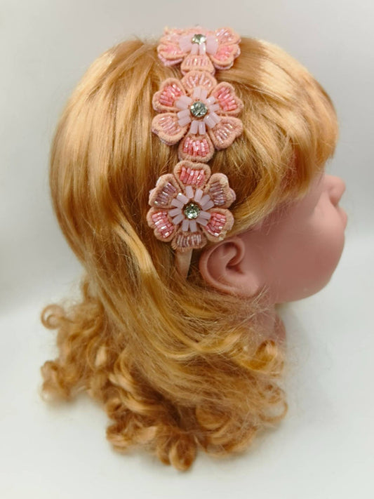 Pink Feathered Flower Hairband for Girls - Choko Kids' Accessory
