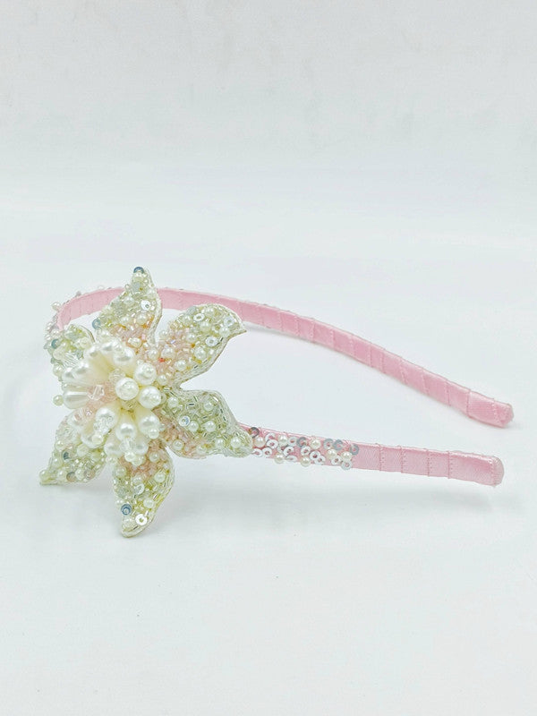 Pink Floral Pearl Hairband for Girls - Choko Kids' Accessory