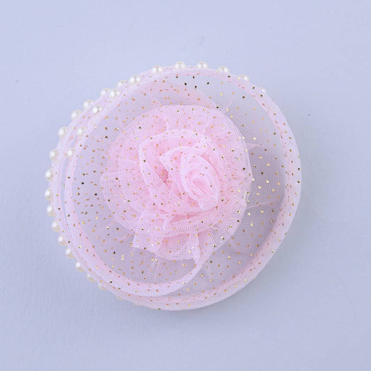 Choko Pink Tulle Rose Hat Hairclip for Girls