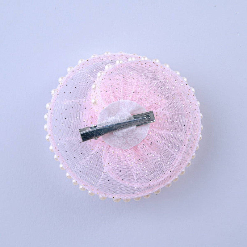 Choko Pink Tulle Rose Hat Hairclip for Girls
