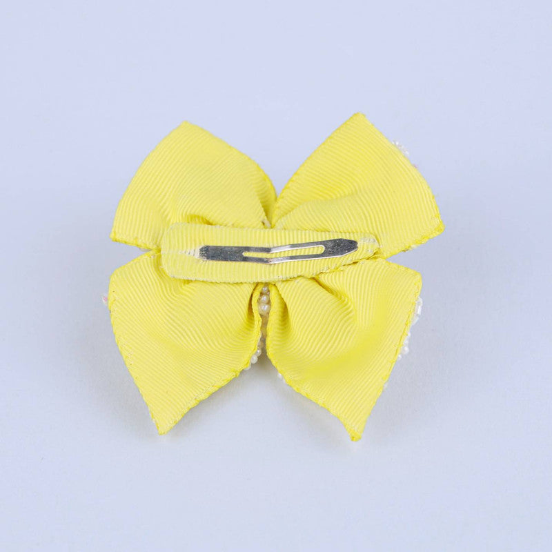 Yellow Beaded Bow Hairclip for Girls - Choko Kids' Accessory