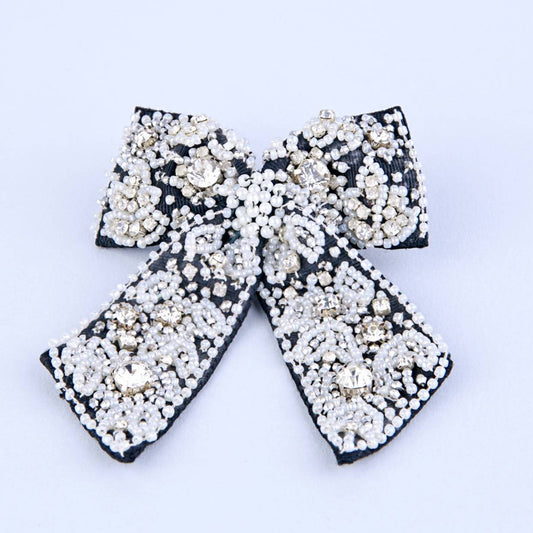 Black Beaded Bow Hairclip for Girls - Choko Kids' Accessory