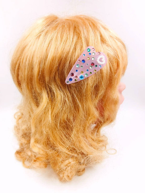 Choko - Kids Acrylic Hairclips - Pearl and Crystal Rhinestones - Multi, Pink & Yellow