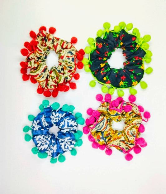 Choko Pom-Pom Scrunchie Set for Girls - Kids' Hair Accessory