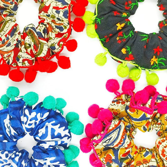 Choko Pom-Pom Scrunchie Set for Girls - Kids' Hair Accessory