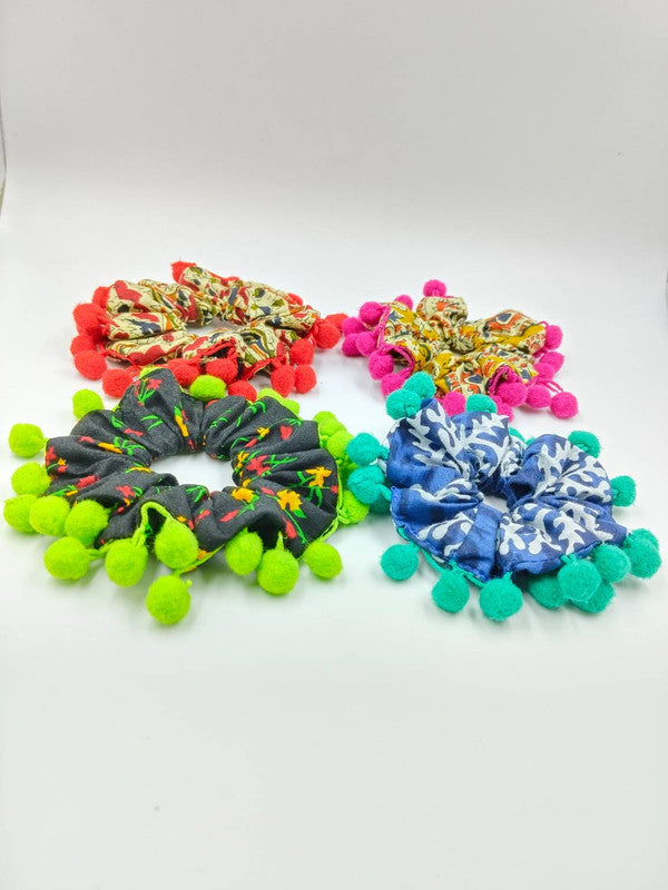 Choko Pom-Pom Scrunchie Set for Girls - Kids' Hair Accessory