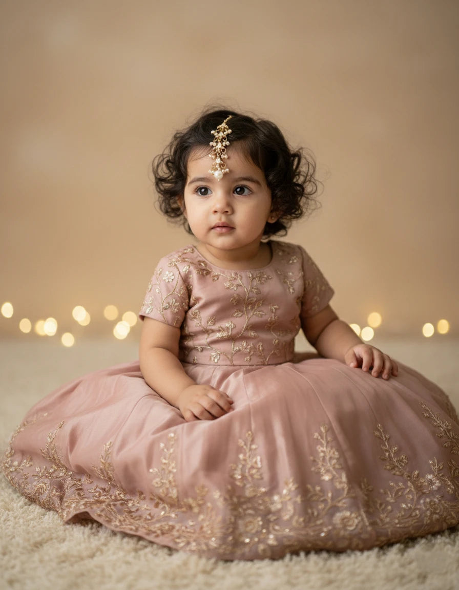Choko Stone & Pearl Maang Tikka for Girls - Gold & White | Festive Ethnic