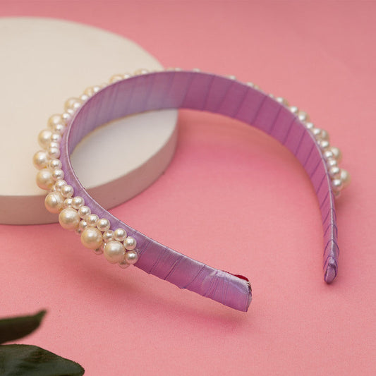 Queen's Glory Statement Pearl Hairband for Girls - Purple Choko