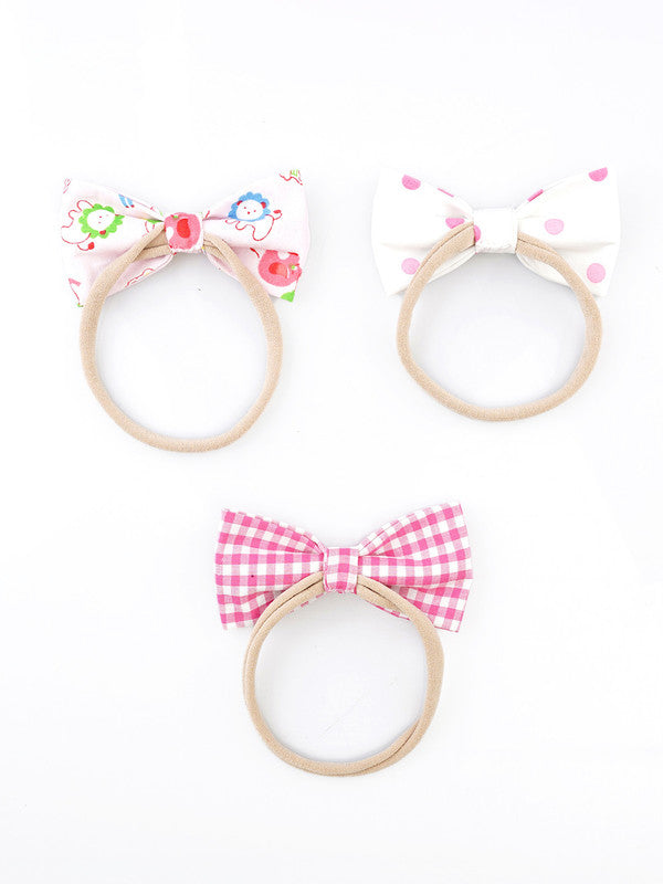 Pink & White Floral Headband for Babies – 3-Pack Delight