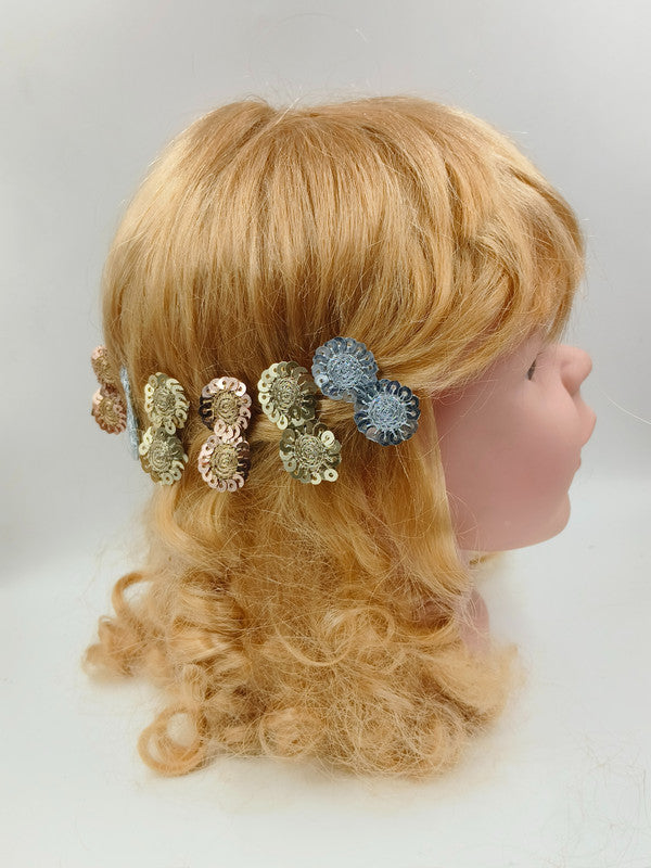 Alligator Sequin Hair Clips for Girls & Kids - 6 Sparkling Circles