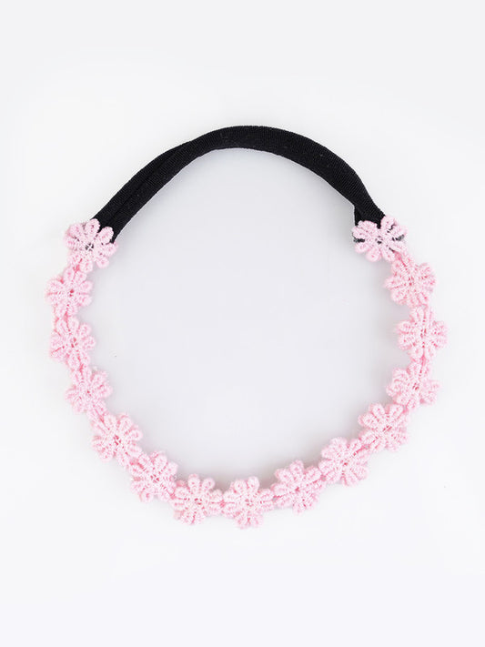 Floral Lace Beaded Hair Band for Girls & Kids – Pretty in Pink - Choko