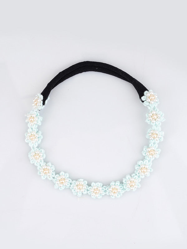 Soft Blue Floral Beaded Hair Band for Girls & Kids – Graceful