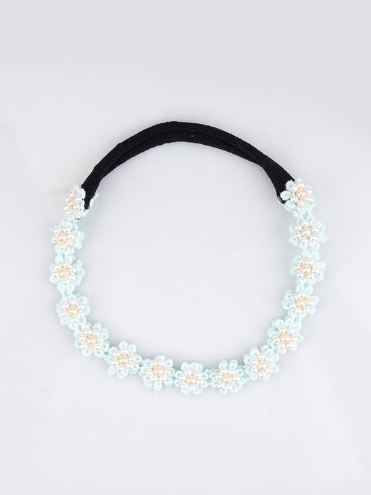 Soft Blue Floral Beaded Hair Band for Girls & Kids – Graceful