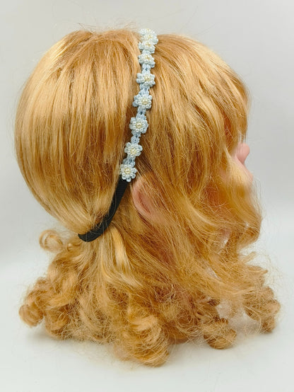 Soft Blue Floral Beaded Hair Band for Girls & Kids – Graceful