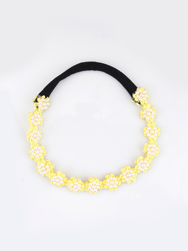 Yellow Floral Beaded Hair Band for Girls & Kids – Sunshine Blooms