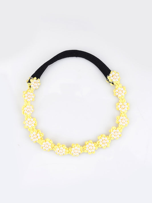 Yellow Floral Beaded Hair Band for Girls & Kids – Sunshine Blooms