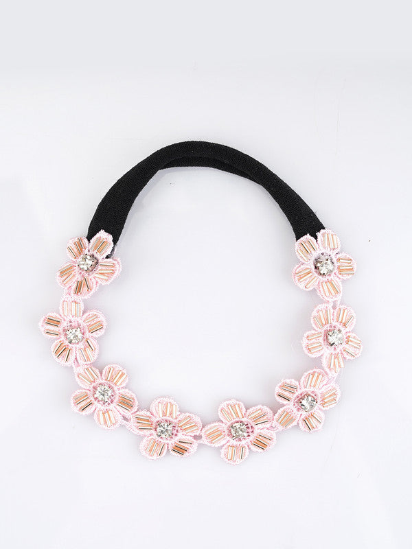 Choko Lace & Crystal Hair Band for Girls & Kids – Elegant Pink Floral - Choko