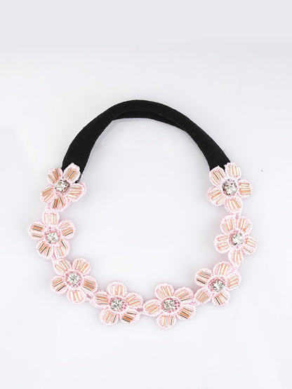 Choko Lace & Crystal Hair Band for Girls & Kids – Elegant Pink Floral - Choko