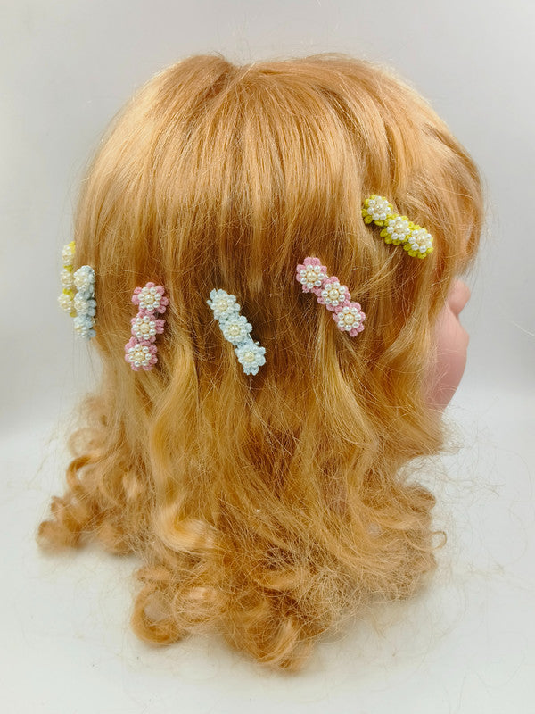 Set of 6 Alligator Hair Clips for Girls & Kids – Baby Pink, Soft Blue, Yellow Choko