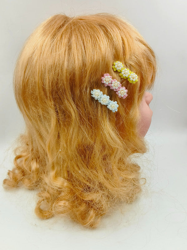 Set of 6 Alligator Hair Clips for Girls & Kids – Baby Pink, Soft Blue, Yellow Choko