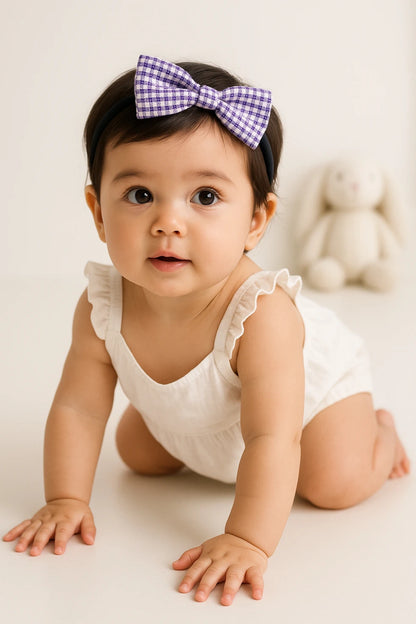 Checkered Charm Bow Headband for Babies - 3-Pack Pastel Checks