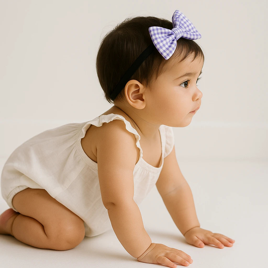 Checkered Charm Bow Headband for Babies - 3-Pack Pastel Checks