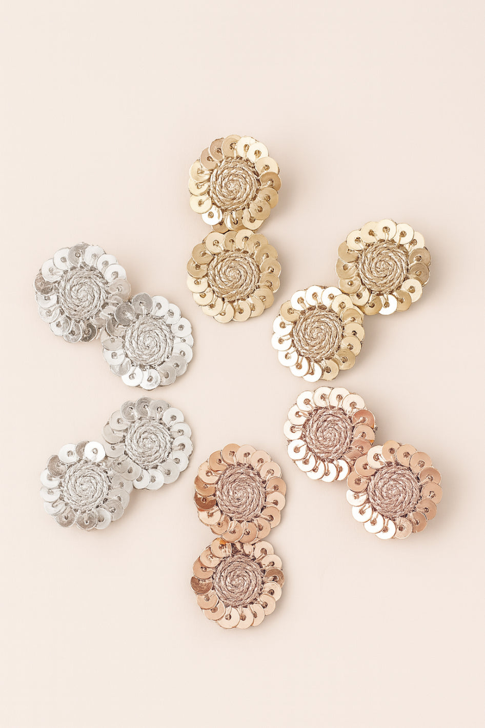 Alligator Sequin Hair Clips for Girls & Kids - Sparkling Circles (Set of 6) - Choko