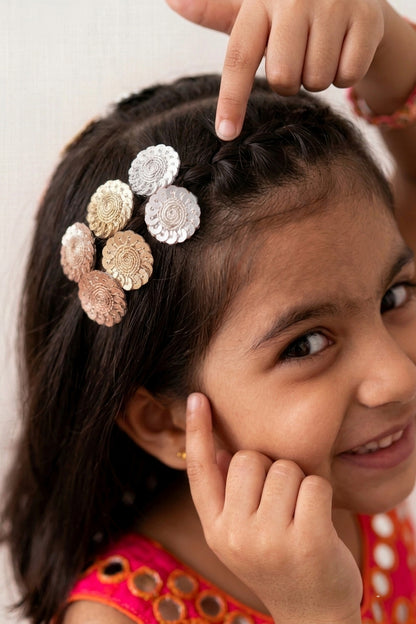 Alligator Sequin Hair Clips for Girls & Kids - Sparkling Circles (Set of 6) - Choko