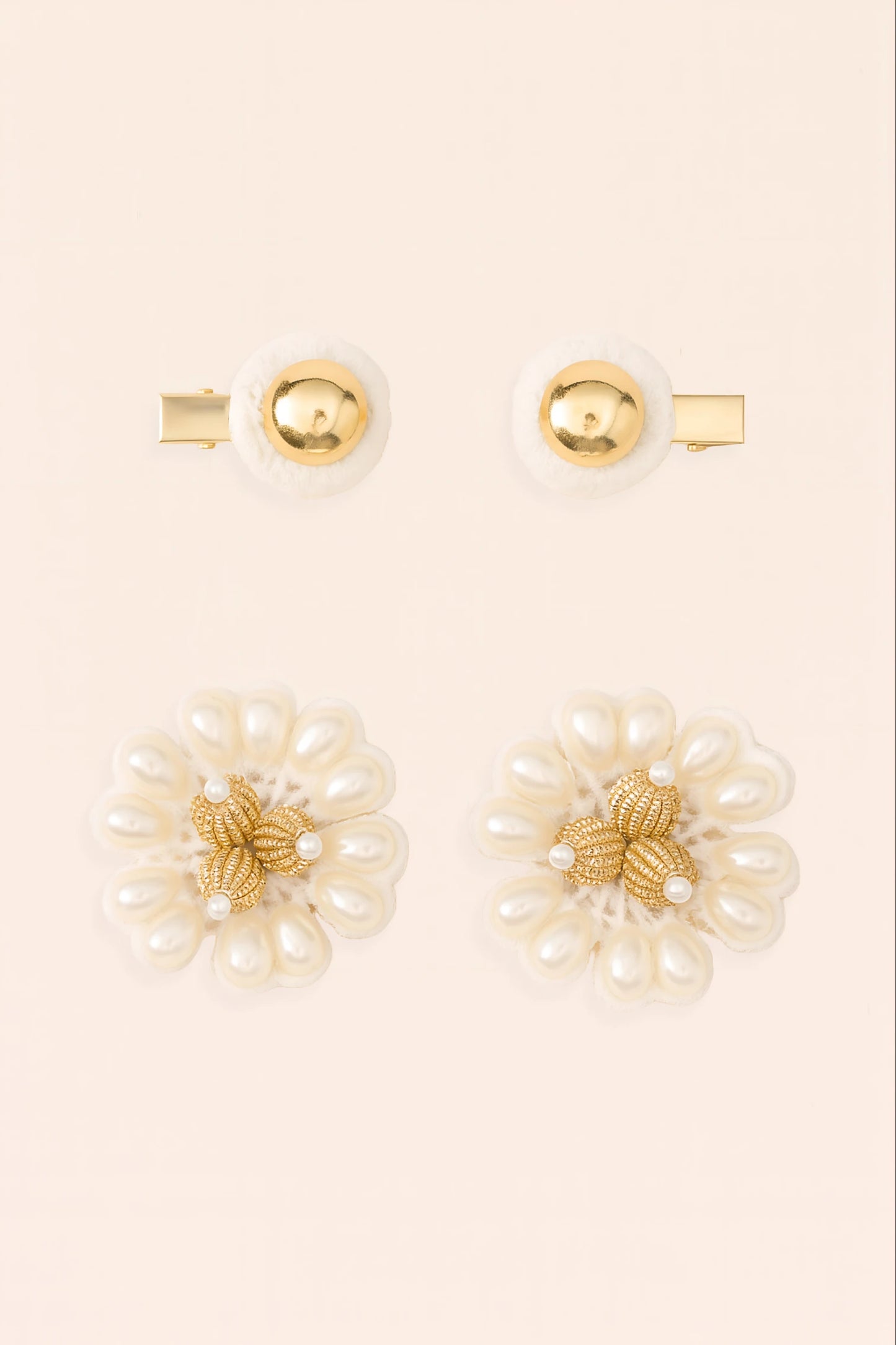 Cotton Hair Clips (Set of 4) for Girls & Kids - Elegant Floral Blooms - Choko