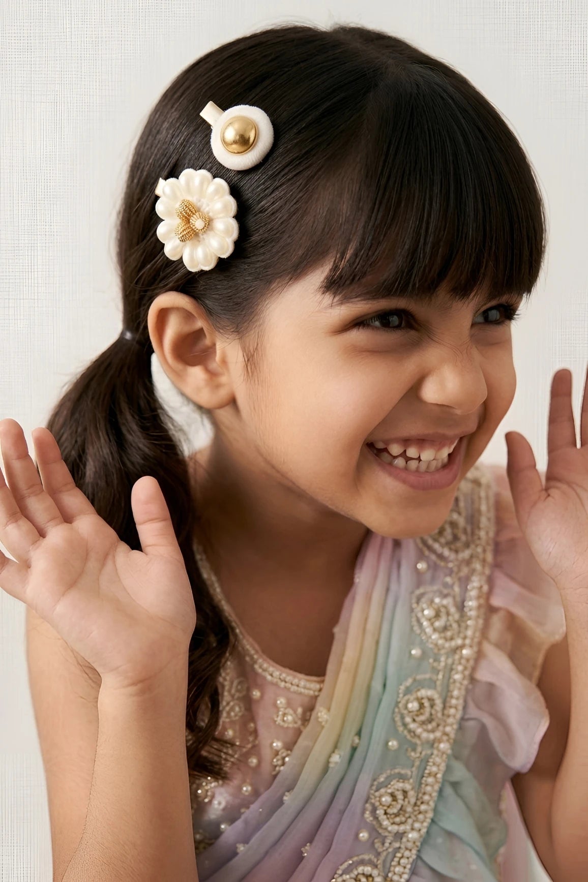 Cotton Hair Clips (Set of 4) for Girls & Kids - Elegant Floral Blooms - Choko
