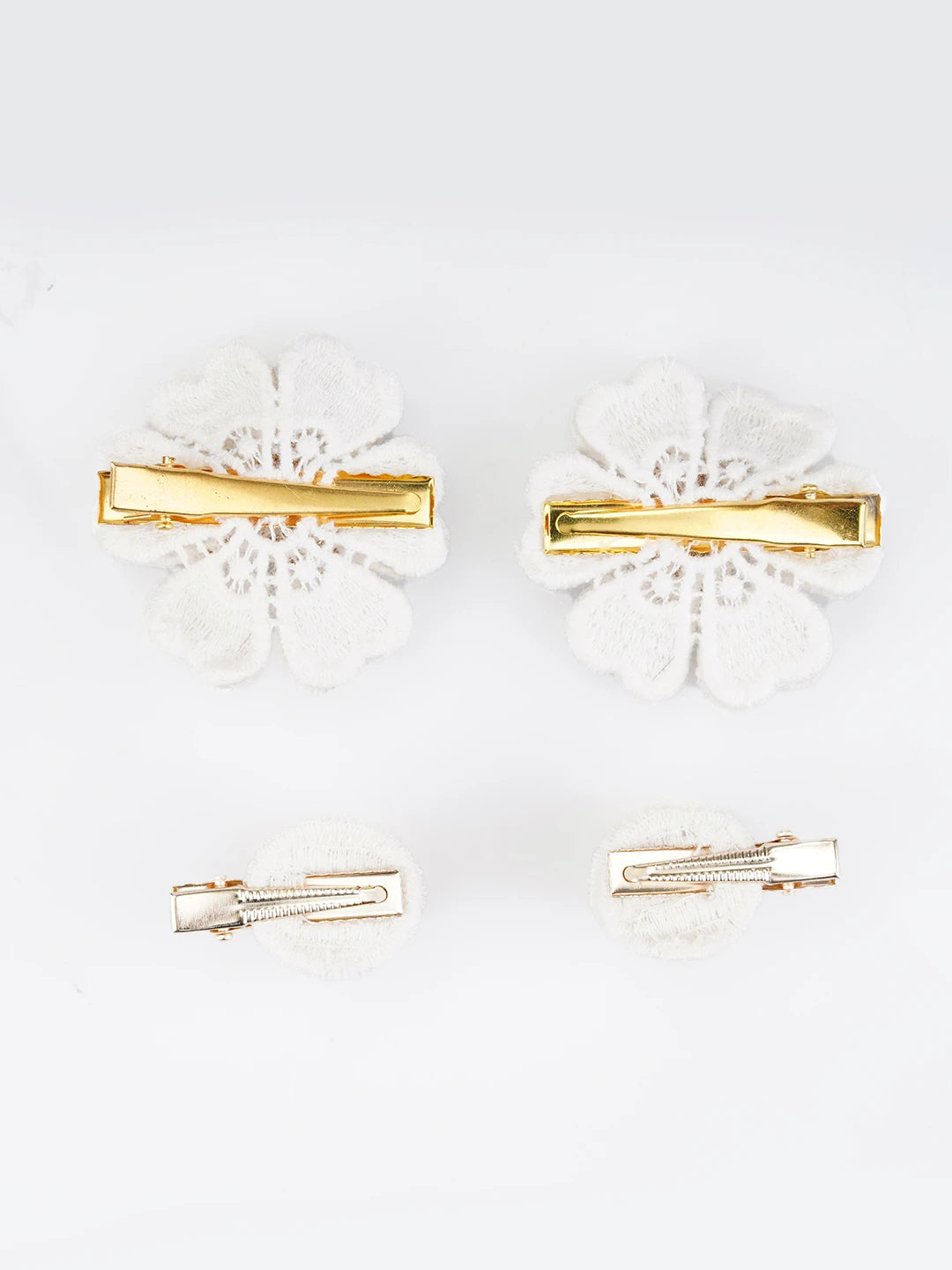 Cotton Hair Clips (Set of 4) for Girls & Kids - Elegant Floral Blooms - Choko