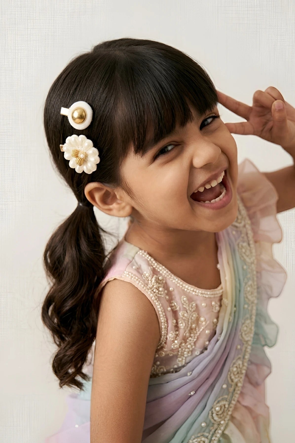Cotton Hair Clips (Set of 4) for Girls & Kids - Elegant Floral Blooms - Choko
