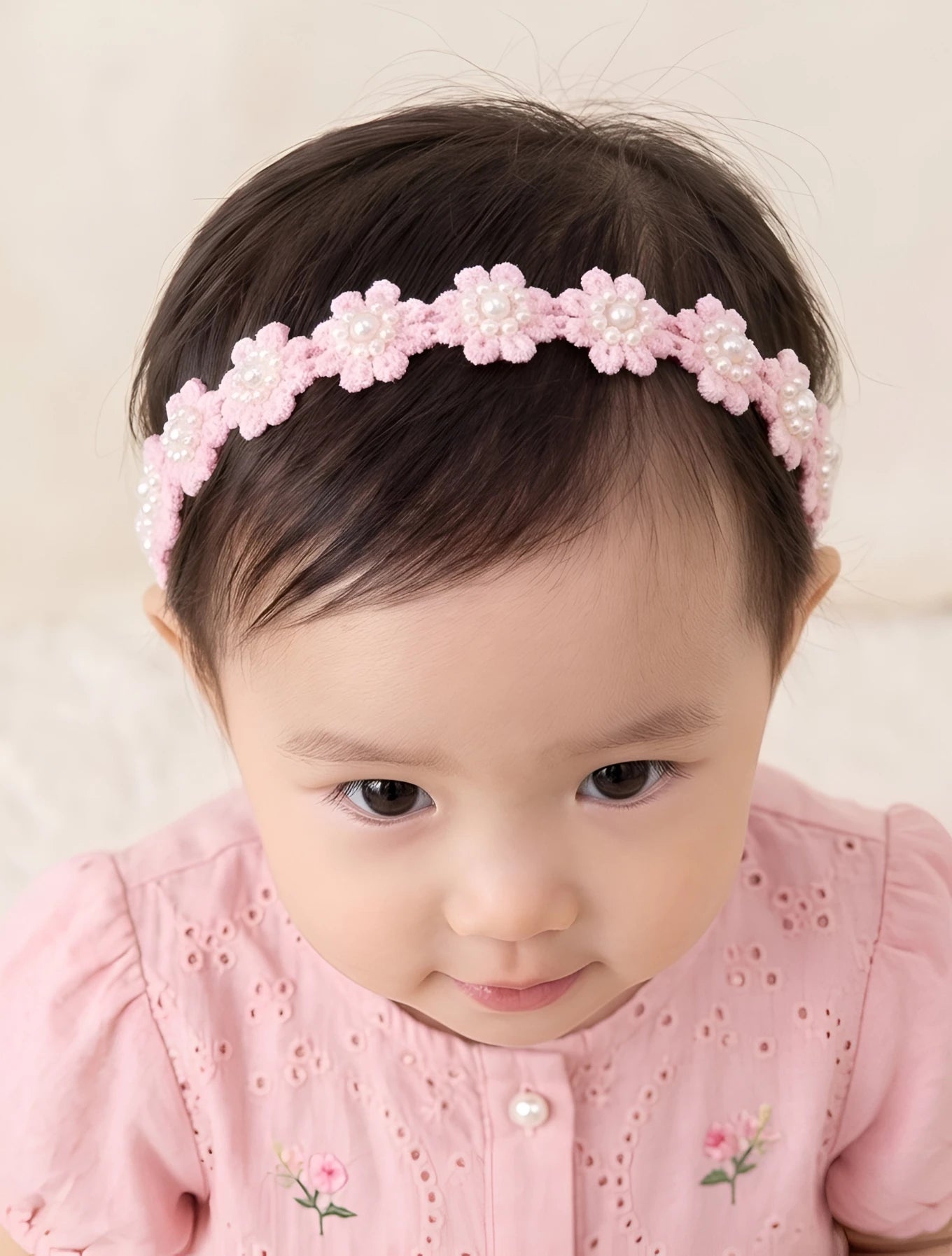 Choko Floral Lace Beaded Hair Band Pretty in Pink for Girls - Choko