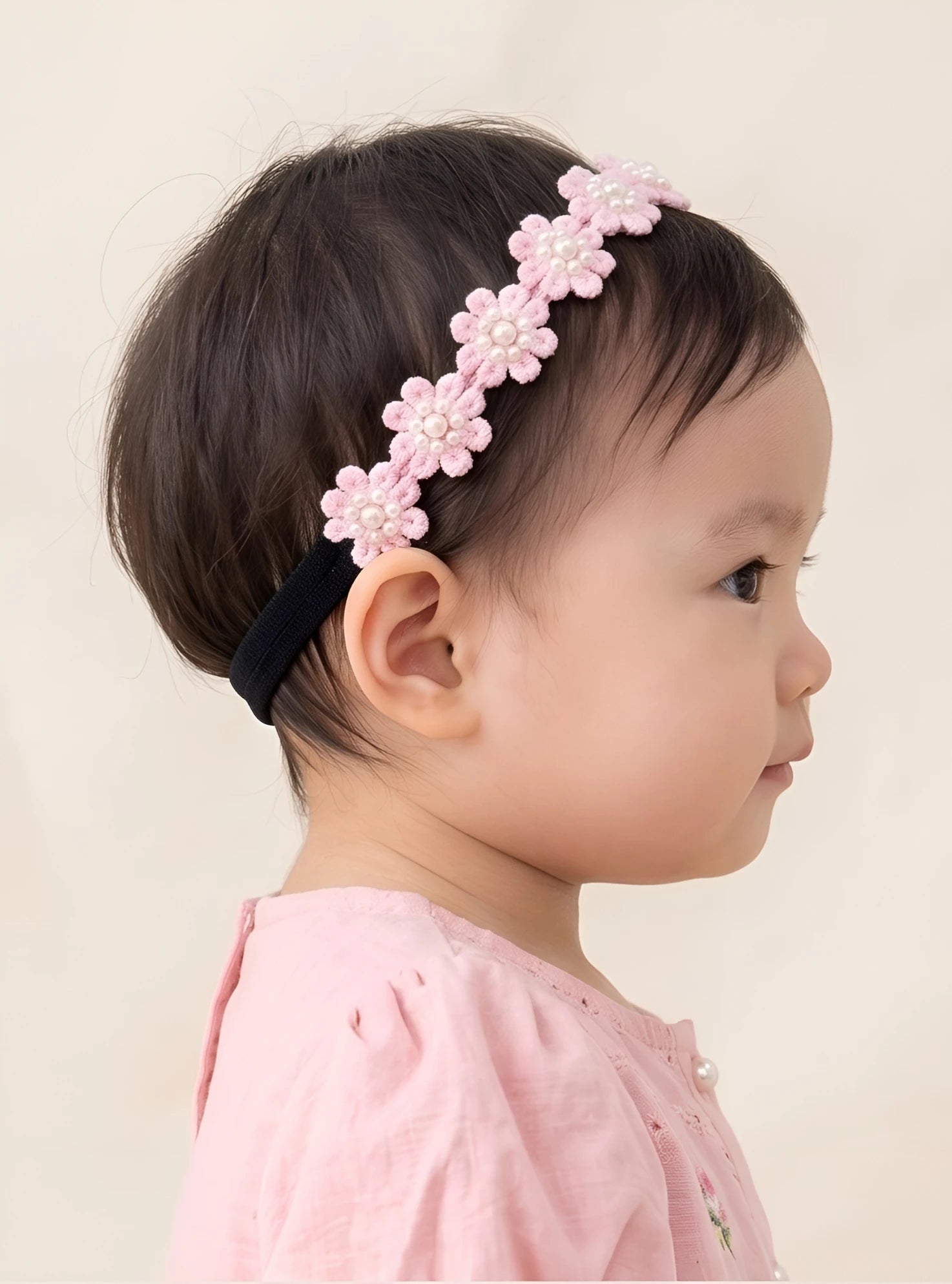 Choko Floral Lace Beaded Hair Band Pretty in Pink for Girls - Choko